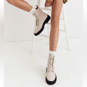 Madewell The Rayna Lace-Up Combat Boots Chunky Black Sole Women's 8.5